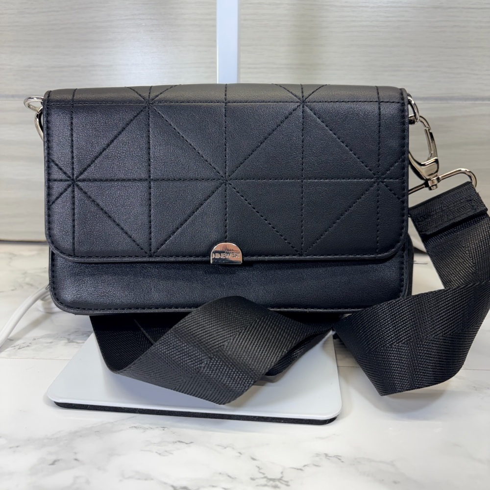 Nine West Black Quilted Crossbody Bag